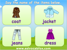 Clothing and Accessories, ESL, English Language vocabulary on clothes 