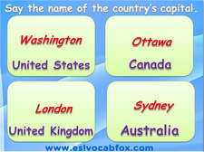 Country capitals, ESL PPTs, Teach Kids New Works and Country names.