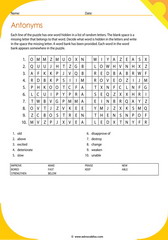 antonyms vocabulary word search 3