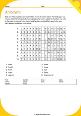 antonyms vocabulary word search 6