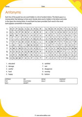 antonyms vocabulary word search 8