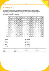 antonyms vocabulary word search 9