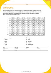 synonyms vocabulary puzzle 12