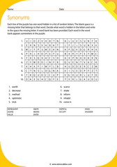 synonyms vocabulary puzzle 15