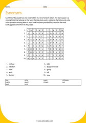 synonyms vocabulary puzzle 17