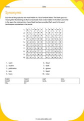 synonyms vocabulary puzzle 18