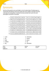 synonyms vocabulary puzzle 19