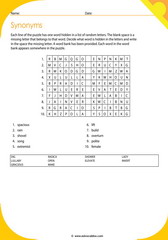 synonyms vocabulary puzzle 20