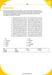 synonyms vocabulary puzzle 6