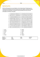synonyms vocabulary puzzle 7