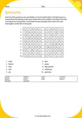 synonyms vocabulary puzzle 8