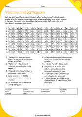 volcano and earth quake vocabulary 5