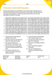 volcano and earth quake vocabulary 6