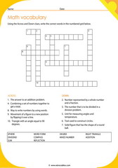 Math Vocabulary Crossword 2