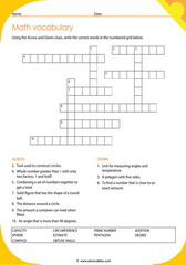 Math Vocabulary Crossword 3