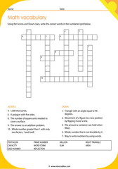 Math Vocabulary Crossword 4