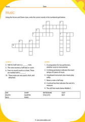 Music Vocabulary Crosswords 1