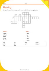 Rhyming Words Crosswords 1