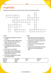 Vegetables Crossword 3