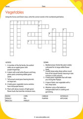 Vegetables Crossword 10