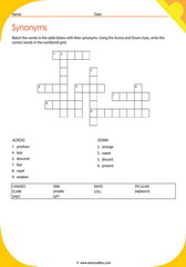 Word Synonyms Crossword 3